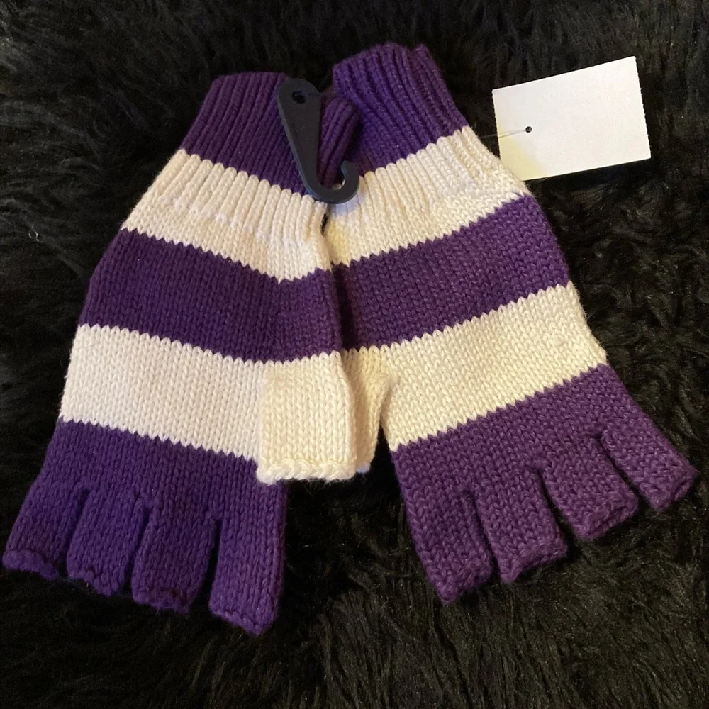 Ralph Lauren Purple & Ivory Knit Gloves